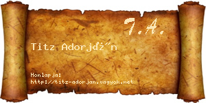 Titz Adorján névjegykártya